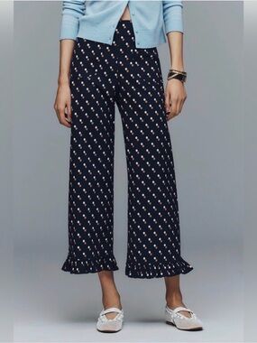 Maeve Colette High-Rise Wide-Leg Pants Blue Dot